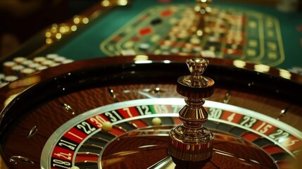 An exciting scene from a casino focusing on the gameplay at a roulette table