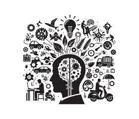 Clever Concepts vector art graphic resources silhouette vector style, white background