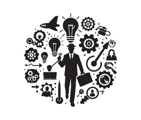 Clever Concepts vector art graphic resources silhouette vector style, white background