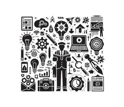 Clever Concepts vector art graphic resources silhouette vector style, white background