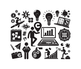 Clever Concepts vector art graphic resources silhouette vector style, white background