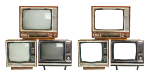 Retro TV boxes cut out with frame screen cut out