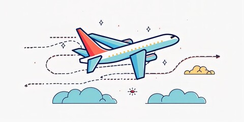 Airplane Taking Off  With a Clear Sky Ahead