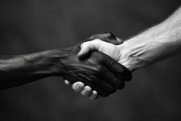 Black Handshake. Business Success: African and Caucasian Men Shaking Hands for Deal Agreements