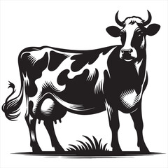 Cow vector art silhouettes style with white background