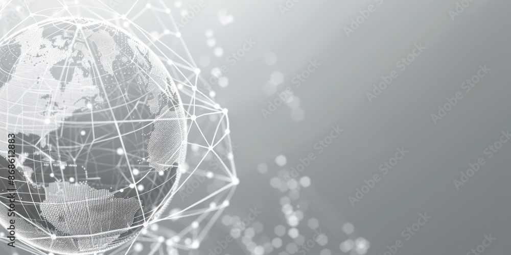 Poster grey globe. abstract business concept background with global connection