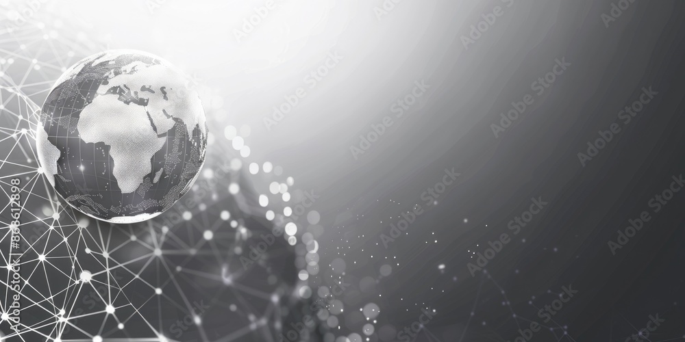Poster grey globe. abstract technology background with internet connection and business concept