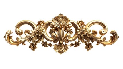 Fancy Frame. Elegant Gold Baroque Frame Isolated on White Background