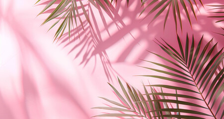 Serene Minimalist Light Pink Background with Palm Leaf Shadows