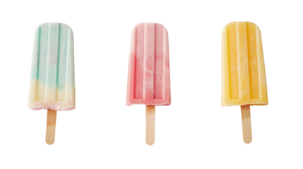 Refreshing popsicle in pastel colors on white background