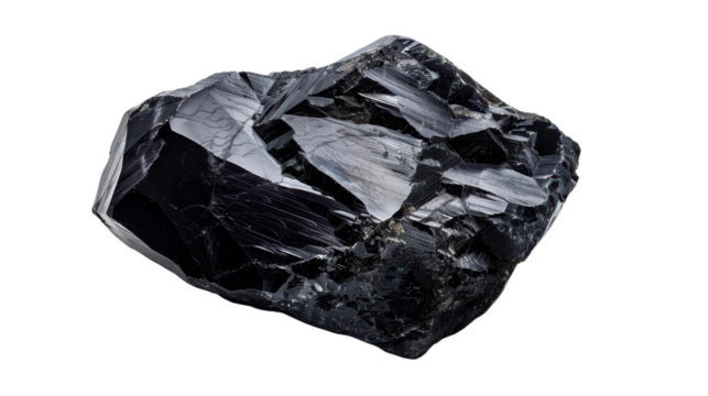 Glossy Black Hematite Crystal with Reflective Surfaces and Sharp Angles