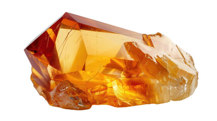 Luminous Orange Crystal with Sharp Edges in Studio Lighting