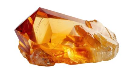 Luminous Orange Crystal with Sharp Edges in Studio Lighting