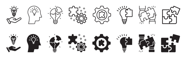 Business solution icon set. Innovation, Inspiration, and creative idea icon symbol. Vector illustration
