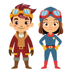This is a pilot career vector consisting of male pilot and female pilot. Used to decorate or present various events.