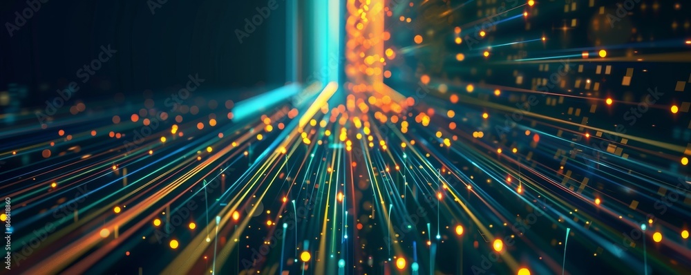 Aufkleber abstract digital network of illuminated lines and glowing dots