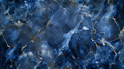 Obraz premium Royal blue marble texture with golden veinings