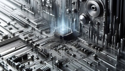 Abstract background inside of a futuristic computer hardware