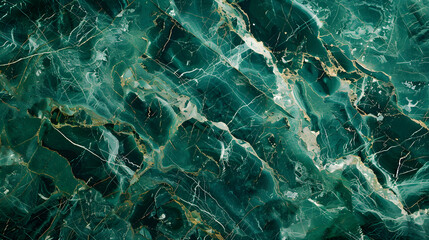 Emerald green marble texture with gold veinings