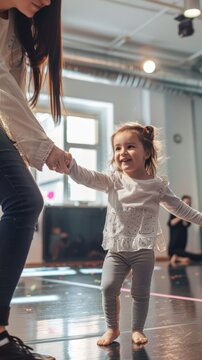 kid in dance class with teatcher