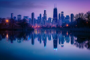 Fototapeta premium country skyline at night