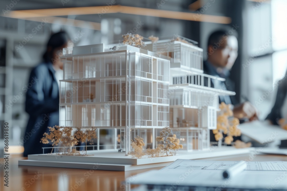 Poster real estate team with architect and engineer using ai for collaborative project planning