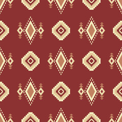 Red Native American pattern , Geometric traditional seamless textile