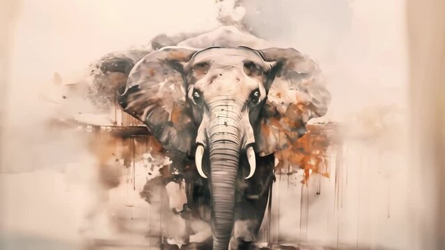 elephant in the rain