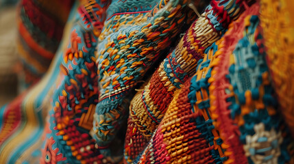 Colored fabric close up