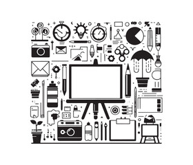 Creative Canva vector art graphic resources silhouette vector style, white background