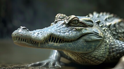 Fototapeta premium A gharial that is a critical endangered species and it is sitting very detailed and realistic shape