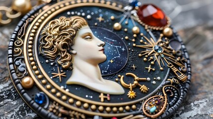 Enchanting Astrology-Themed Keychain with Celestial Charms and Zodiac Motifs