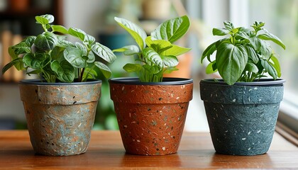 Fototapeta premium Biodegradable plant pots Environmentally friendly plant containers that decompose naturally