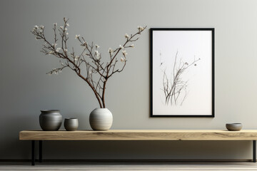 Minimalist interior with wooden chair and modern decor