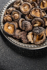 shiitake dried mushroom appetizer meal food snack on the table copy space food background rustic top view keto or paleo diet vegetarian vegan food