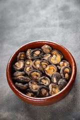 shiitake dried mushroom appetizer meal food snack on the table copy space food background rustic top view keto or paleo diet vegetarian vegan food