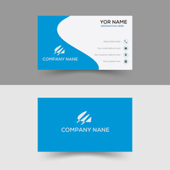 smart business card ,Double sided , Landscape, Vector illustration, Modern blue and off white and creative shape business card. business card for business and personal use