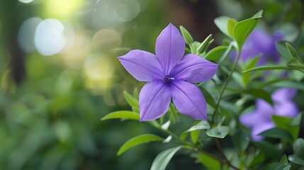 A lovely purple kencana flower is flowering in the garden very detailed and realistic shape