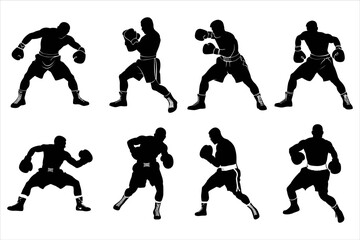 boxing Man silhouette Bundle , kickbox silhouette, boxing gloves silhouette, kickboxing silhouette,
