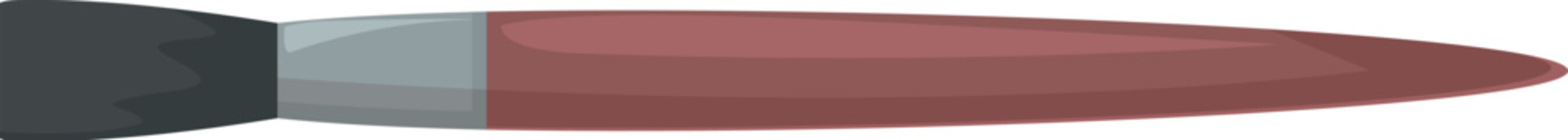 Fototapeta premium Wide flat paintbrush with a brown handle is lying horizontally, suggesting an artistic endeavor