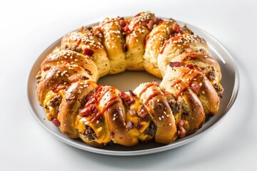 Mouthwatering Cheeseburger Monkey Bread with Ketchup and Mustard Glaze