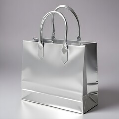 Close up isolated shiny gold gift bag with copy space