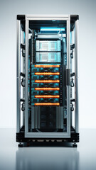Modern server rack being used for data processing