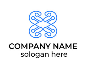 Simple X technology company logo design template