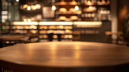 Empty table in a cozy cafe. Warm and inviting image of an empty table in a cafe, perfect for displaying products or creating atmosphere.