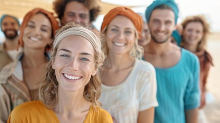 Fototapeta premium An ultra-sharp image of diverse friends taking a selfie at a cultural heritage site