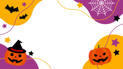 ハロウィン　フレーム　POP　オレンジと紫