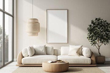 Frame mockup, ISO A paper size. Home Office wall poster mockup. Interior mockup with office background. Modern interior design.