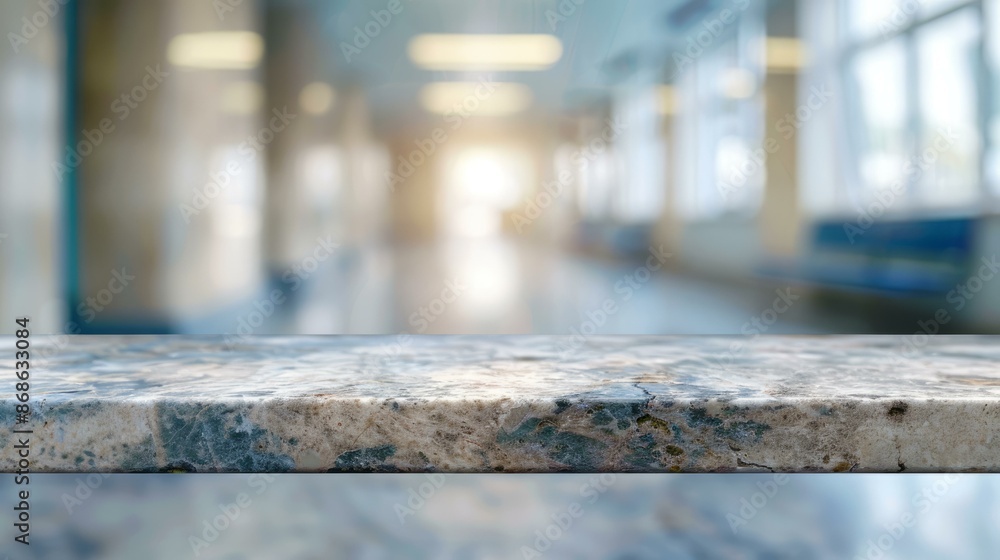 Poster empty marble top with blurred office background. polished marble surface with a defocused office spa