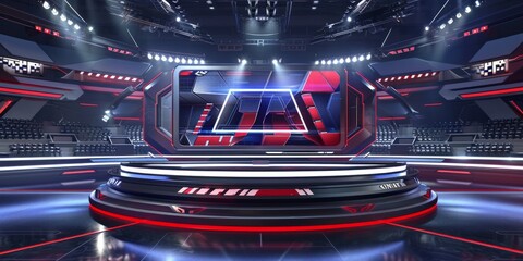 Futuristic Studio with Red and Blue Lighting